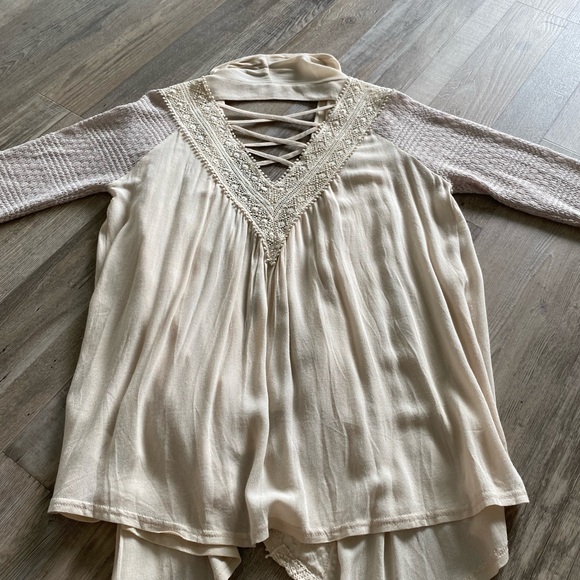 Miss Me Cream Drape Collar Cardigan- Size S - Picture 5 of 16